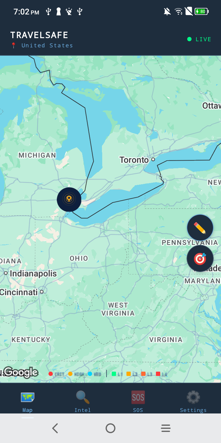 Travel Safe live zone map