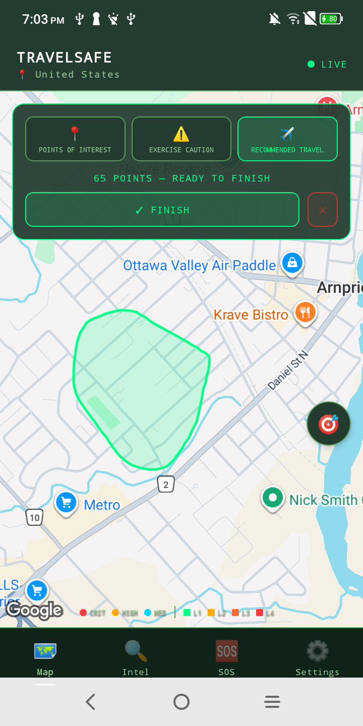 Travel Safe zone drawing